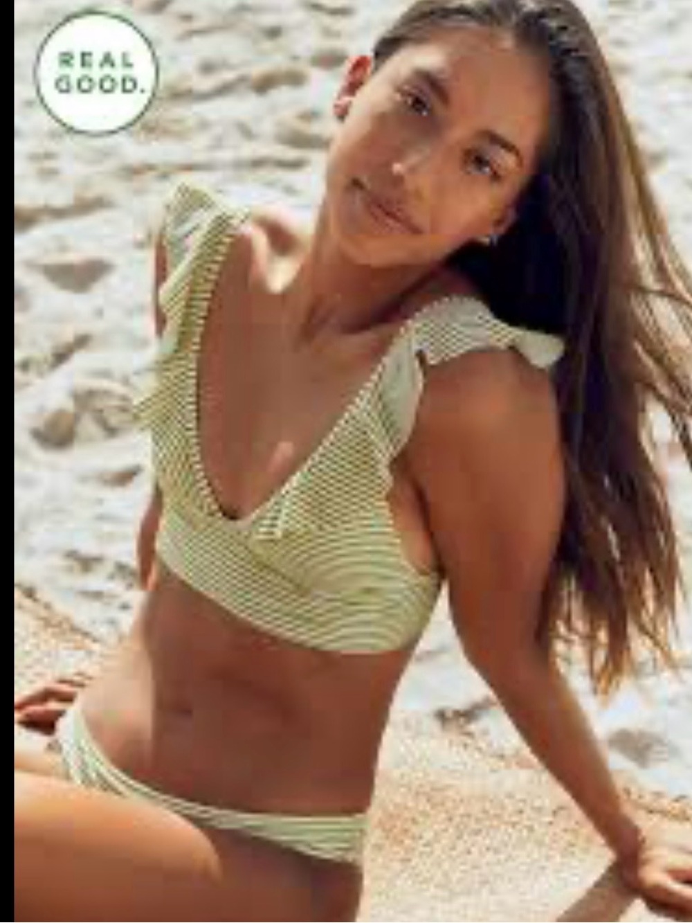 aerie Blue & White Striped Ruffle Bikini Set